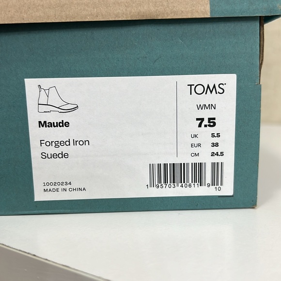 COPY - WOMENS TOMS MAUDE BOOTIES IN FORGED IRON GRAY SUEDE SIZE 7.5 OUT OF STOC… - Picture 12 of 12